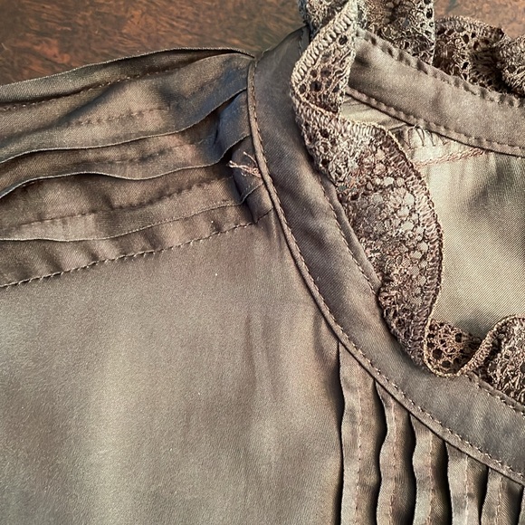 NWT J.Crew women’s ruffle neck drapery long sleeve top in dark brown size xs - Picture 4 of 11